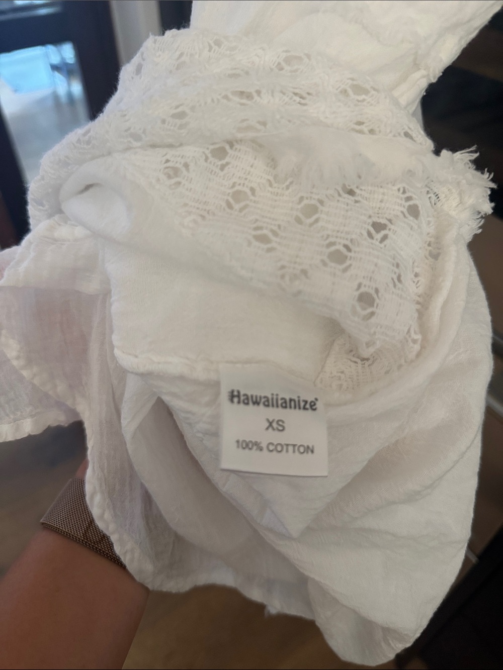 Hawaiianize White Cotton Boho Tunic Dress Cover-Up – XS - Picture 6 of 6